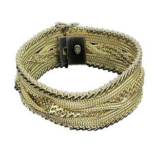 Christian Dior Grosse 1962 Gold Rhodium Plated Weave Bracelet Slide Lock 7" L